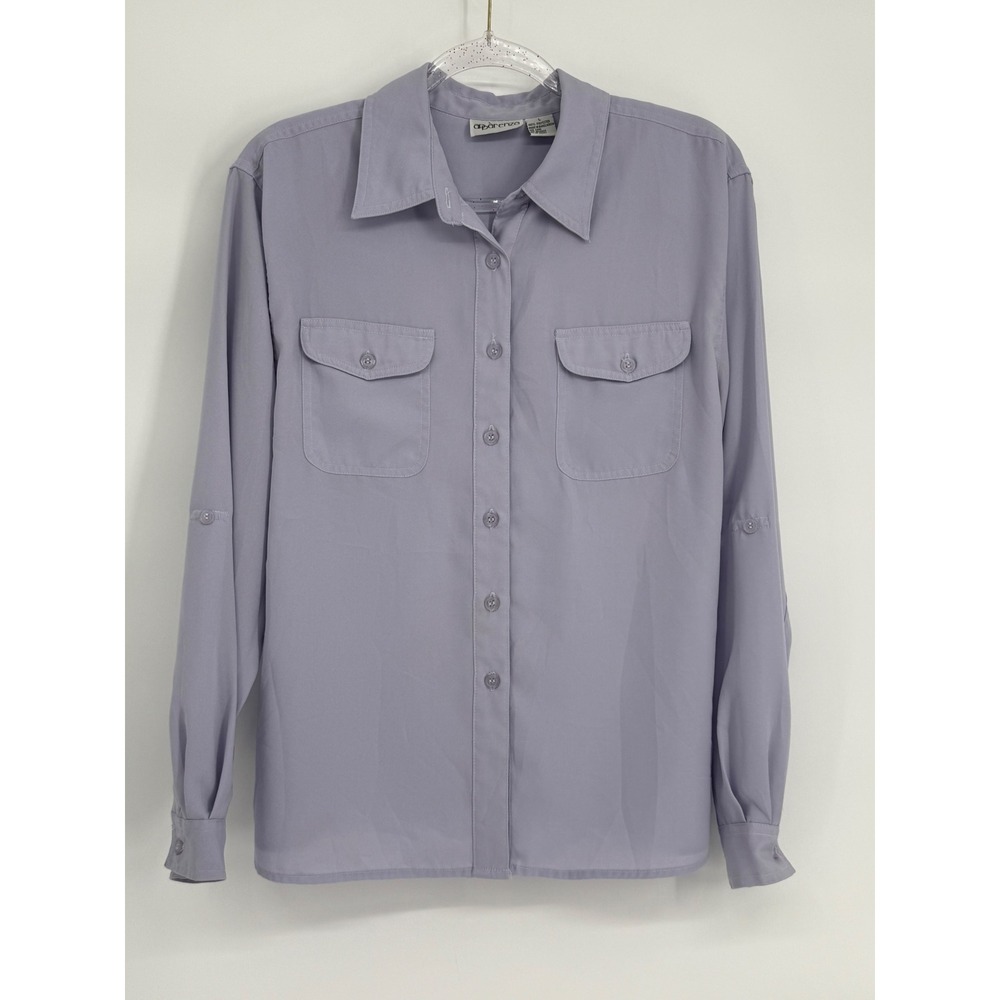 Apparenza Womens Periwinkle Blue Button Down Roll Tab Sleeve Shirt Sz L